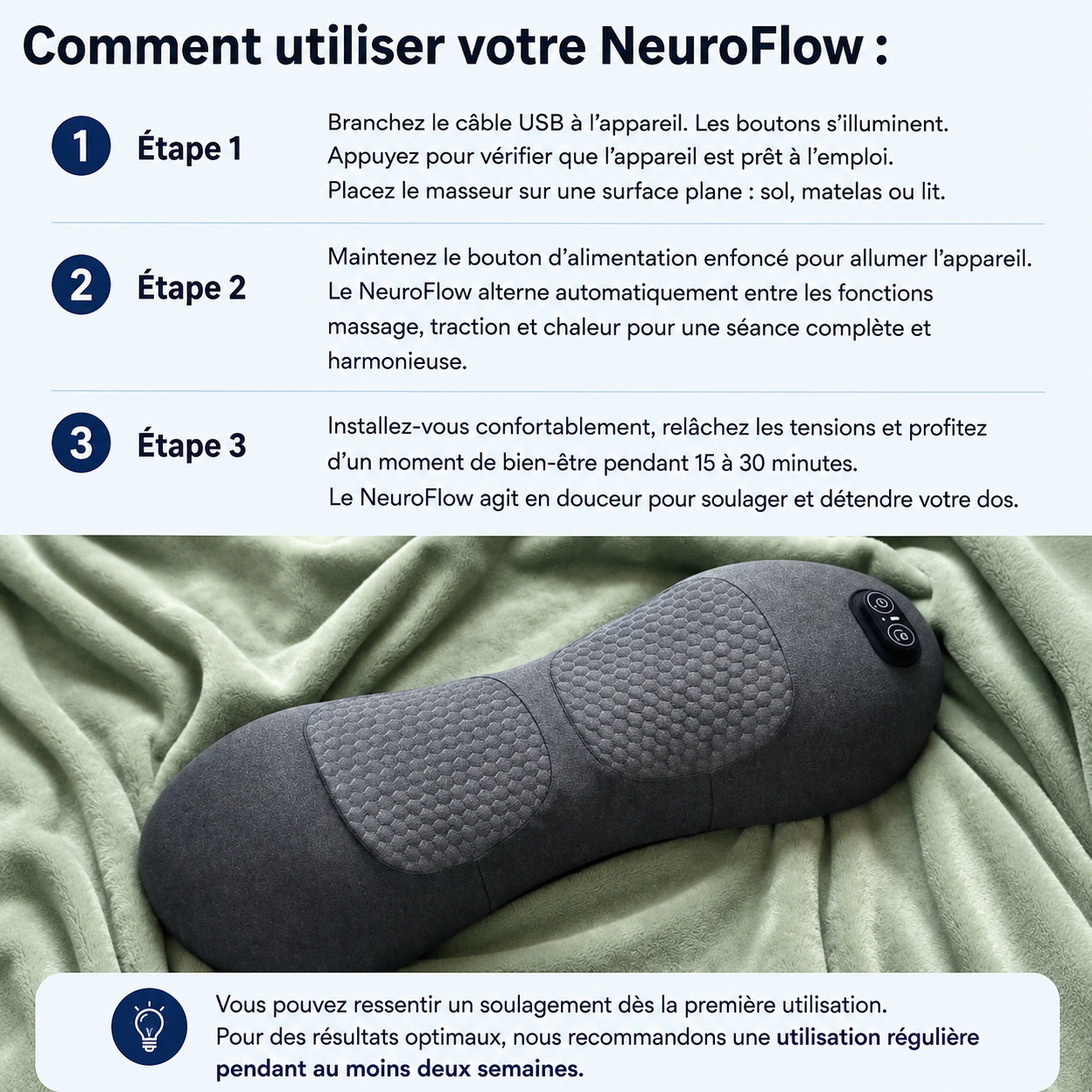 Appareil de massage des tissus profonds NeuroFlow à 3 zones