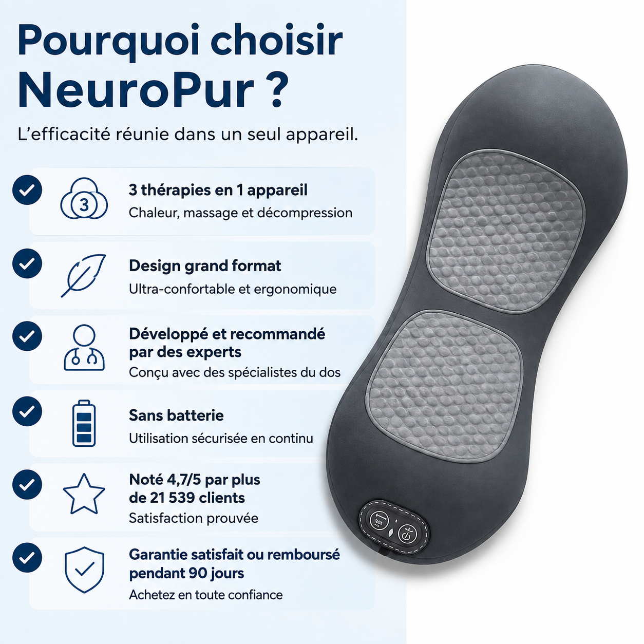Appareil de massage des tissus profonds NeuroFlow à 3 zones