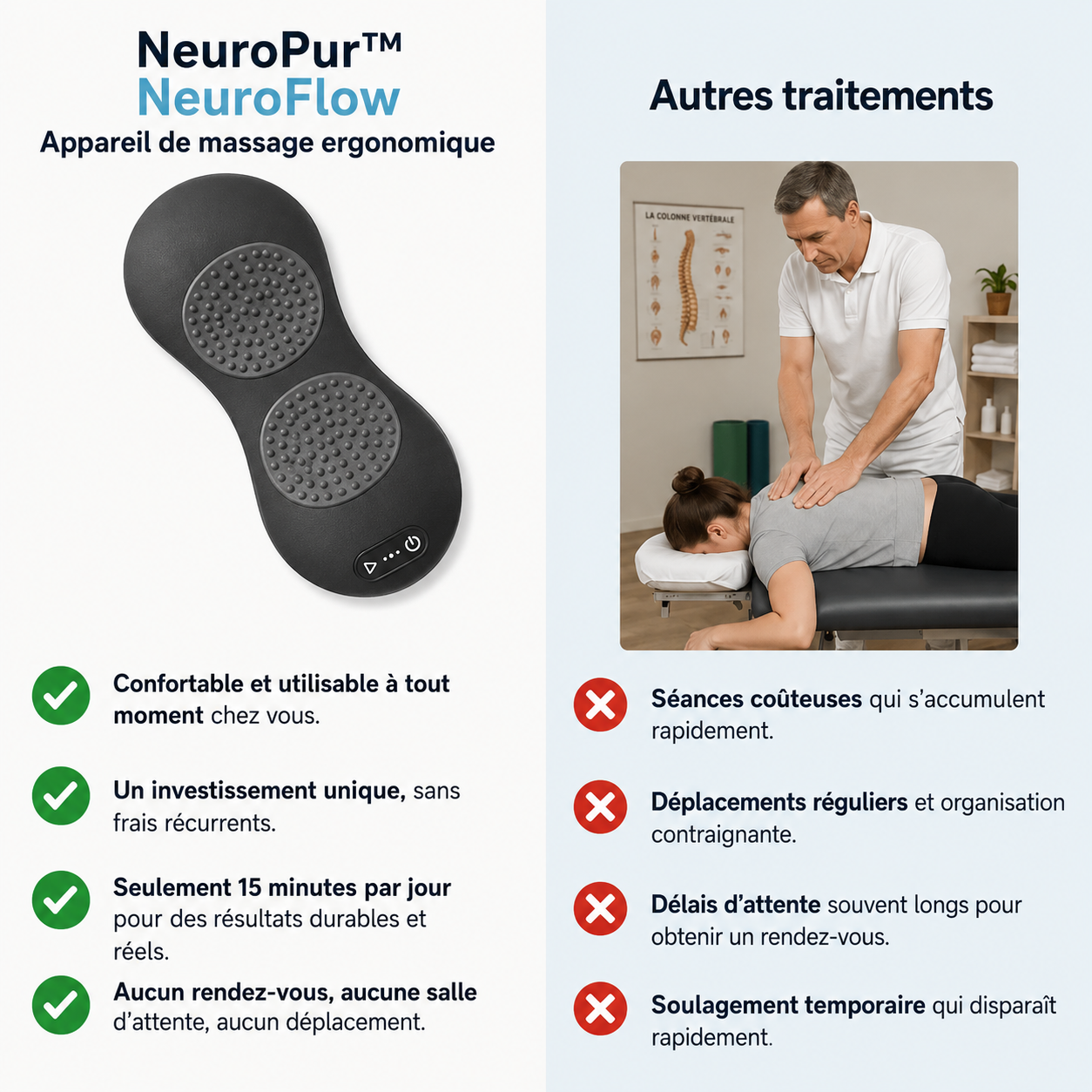 Appareil de massage des tissus profonds NeuroFlow à 3 zones